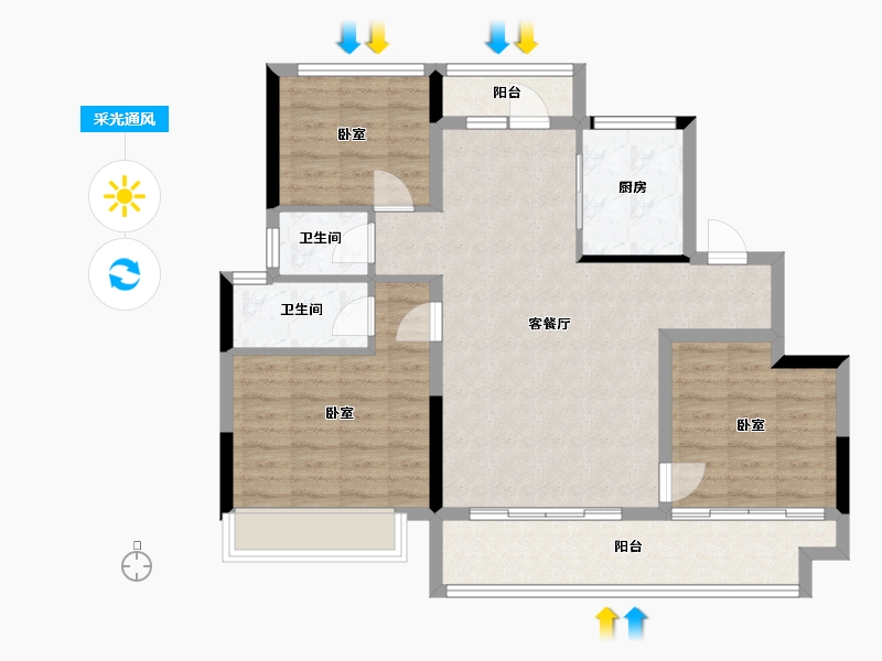 河南省-郑州市-正弘悦城-88.01-户型库-采光通风