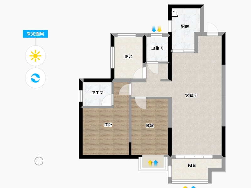 广东省-广州市-保利麓湖-76.28-户型库-采光通风