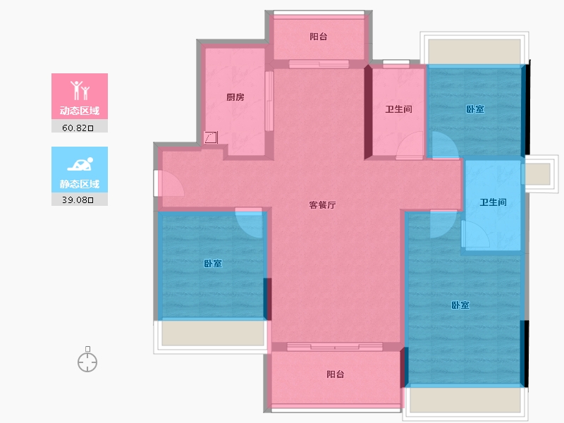 广东省-珠海市-世荣翠湖苑二期-89.32-户型库-动静分区