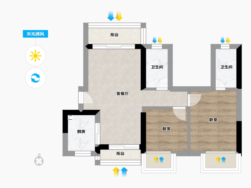 广东省-江门市-怡福新方盛·天睿-35.47-户型库-采光通风