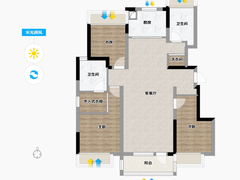 吉林省-长春市-华润置地长安里-87.63-户型库-采光通风