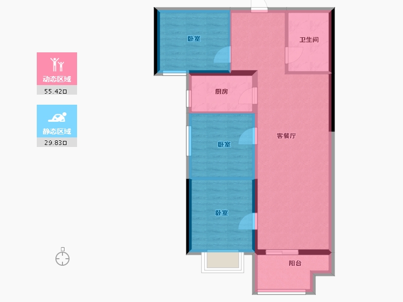 河南省-郑州市-合能枫丹新悦-76.46-户型库-动静分区