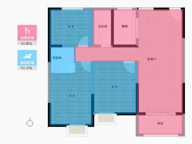 河南省-开封市-弘阳燕澜府-105.00-户型库-动静分区