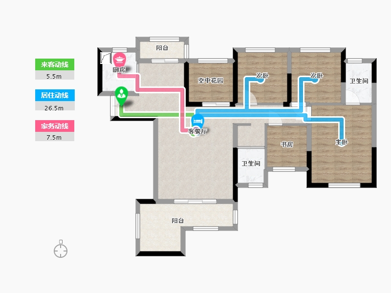 湖南省-长沙市-泰禹云开壹品·樾玺-100.55-户型库-动静线