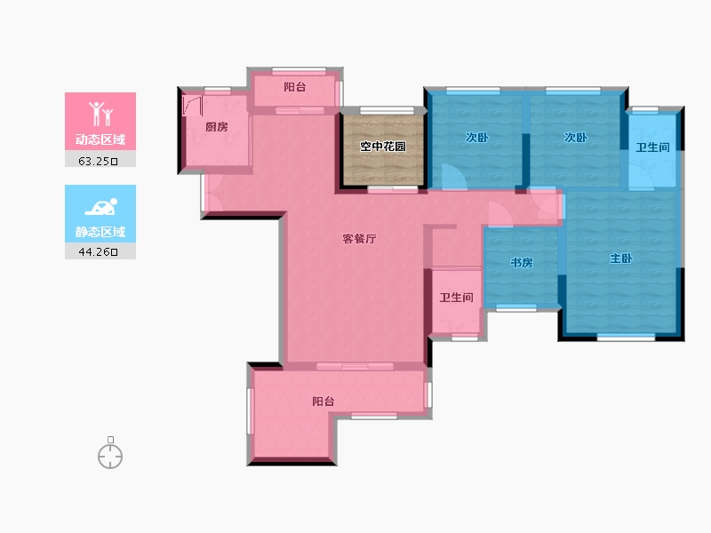 湖南省-长沙市-泰禹云开壹品·樾玺-100.55-户型库-动静分区