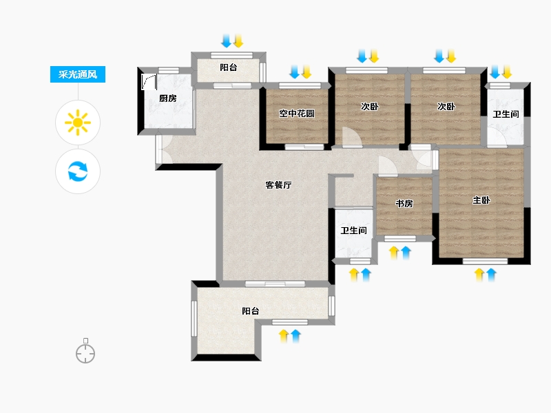 湖南省-长沙市-泰禹云开壹品·樾玺-100.55-户型库-采光通风