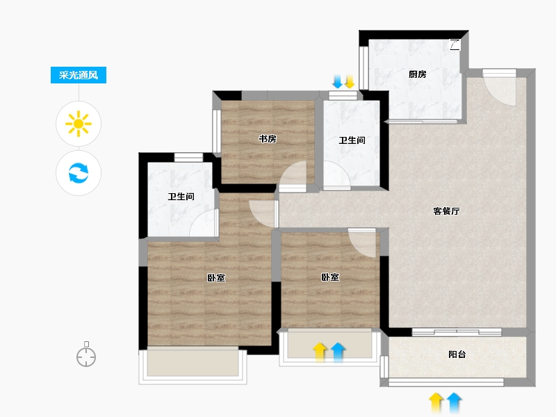 广东省-江门市-大华博富御潭江-73.93-户型库-采光通风