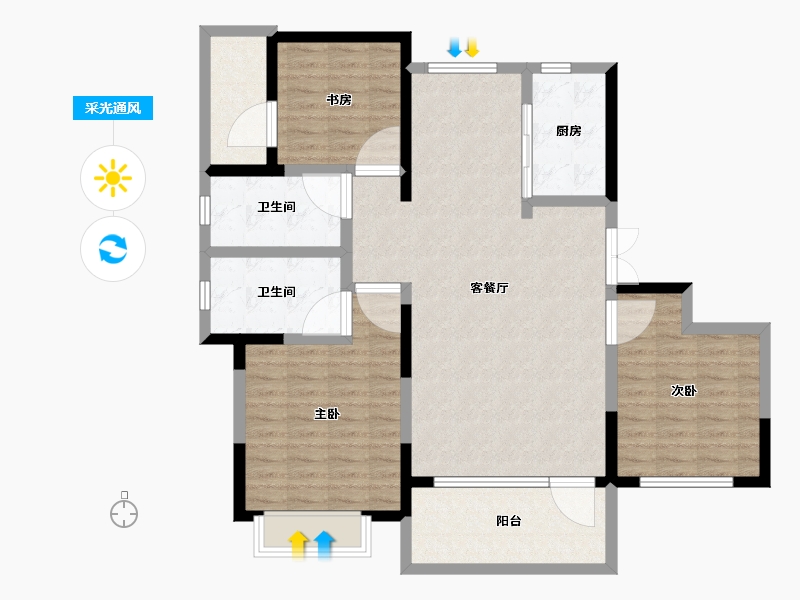 山东省-威海市-威高七彩城春风里-109.00-户型库-采光通风