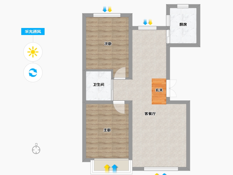 吉林省-长春市-米澜国际-61.97-户型库-采光通风