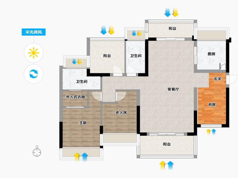 广东省-惠州市-华廷悦府-110.92-户型库-采光通风