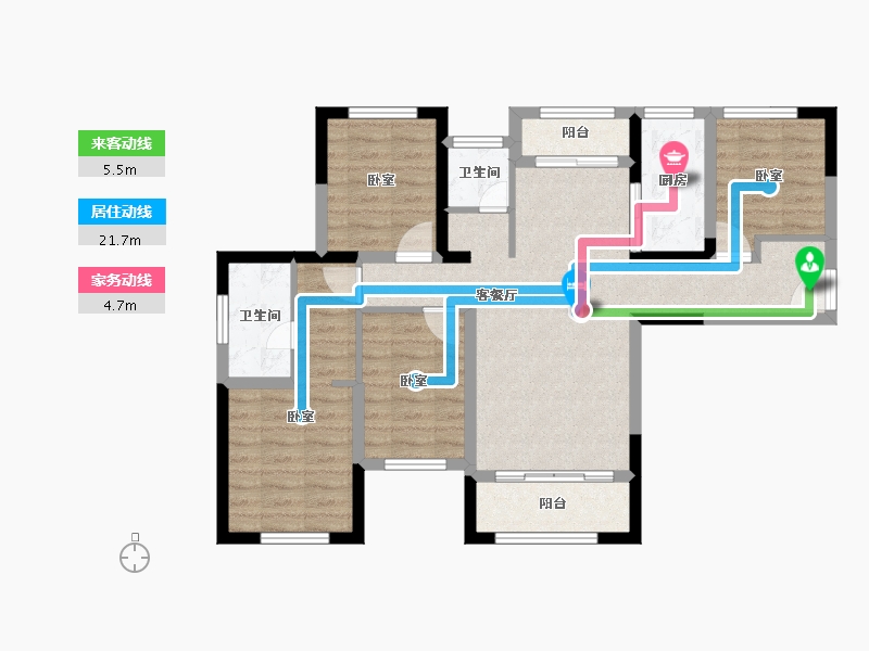 湖南省-长沙市-和顺·洋湖壹号-80.68-户型库-动静线