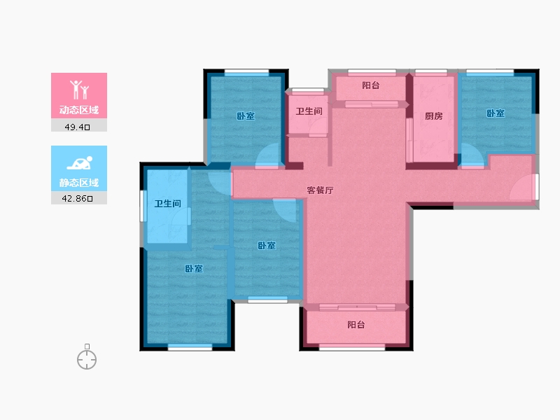 湖南省-长沙市-和顺·洋湖壹号-80.68-户型库-动静分区