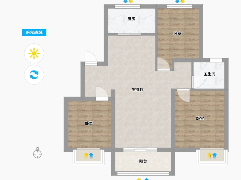 河南省-郑州市-锦荣米兰小镇-71.00-户型库-采光通风