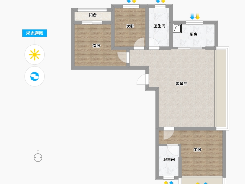 吉林省-长春市-高新君園-72.73-户型库-采光通风