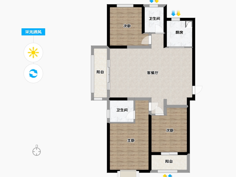 河北省-邯郸市-北湖十六峯-103.01-户型库-采光通风