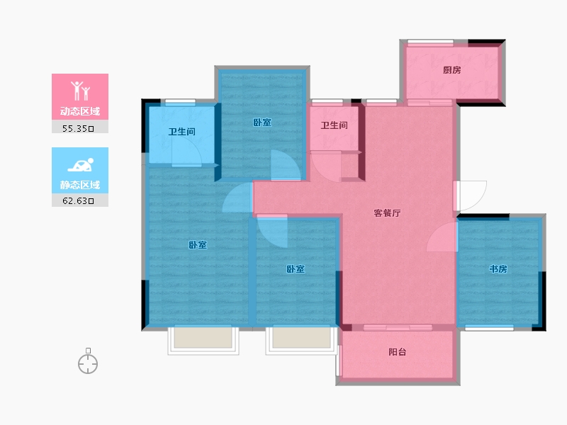 江苏省-镇江市-恒泰·蓝湾-106.00-户型库-动静分区