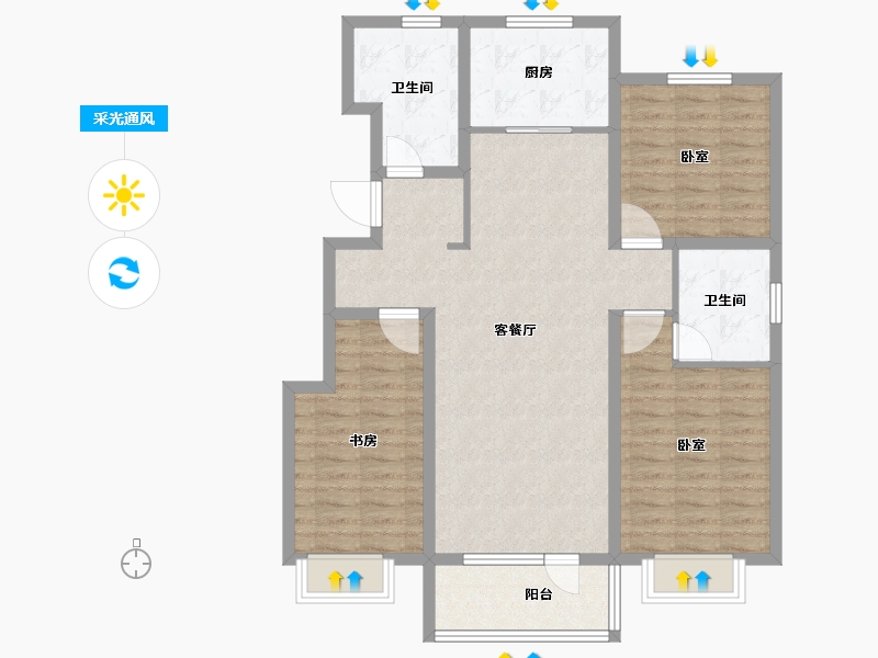 山东省-青岛市-泉源山庄-102.15-户型库-采光通风