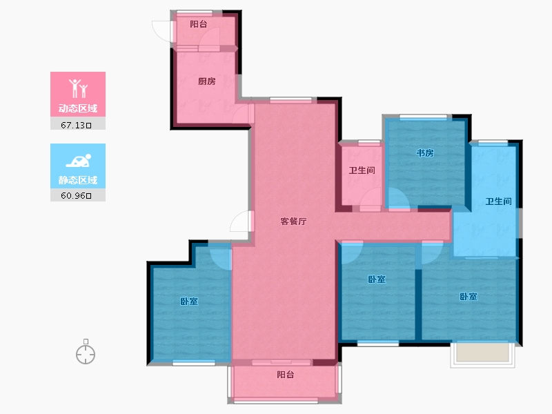 浙江省-宁波市-余姚中梁首府-114.00-户型库-动静分区