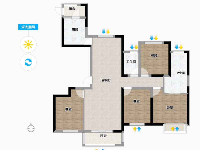 浙江省-宁波市-余姚中梁首府-114.00-户型库-采光通风