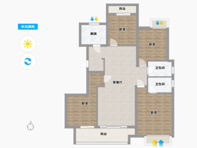 广东省-梅州市-保利江南和府-112.50-户型库-采光通风