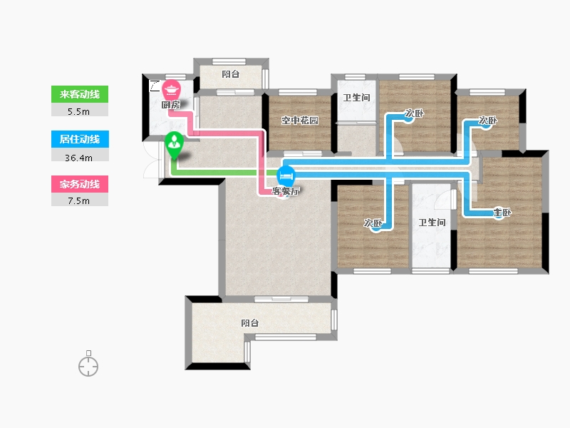 湖南省-长沙市-泰禹云开壹品·樾玺-105.60-户型库-动静线