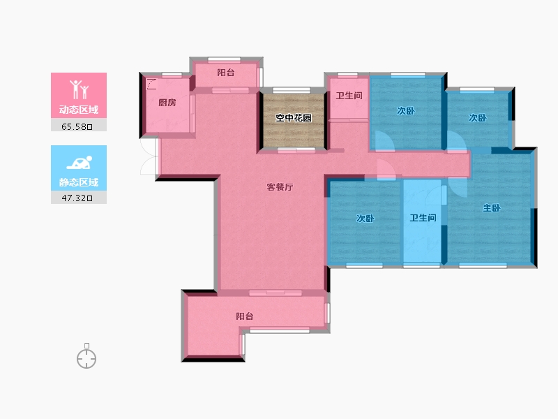 湖南省-长沙市-泰禹云开壹品·樾玺-105.60-户型库-动静分区