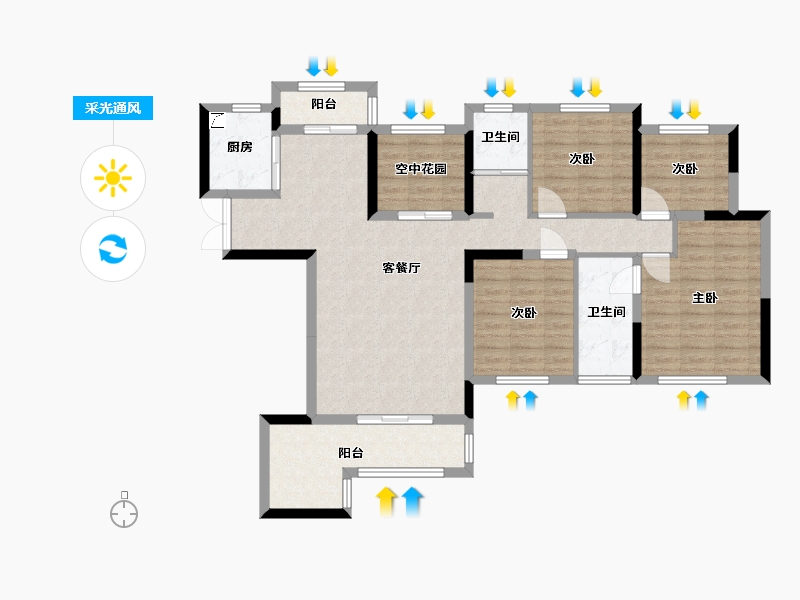 湖南省-长沙市-泰禹云开壹品·樾玺-105.60-户型库-采光通风