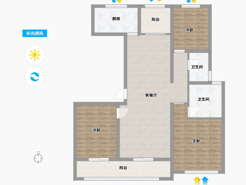 山东省-青岛市-青桐苑-109.50-户型库-采光通风