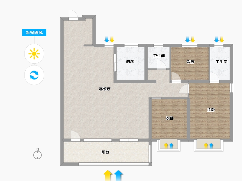 山东省-青岛市-远洋万和公馆-120.00-户型库-采光通风