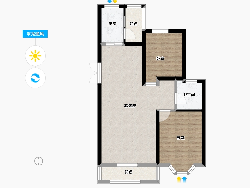 吉林省-长春市-阳光美湖天地-70.28-户型库-采光通风