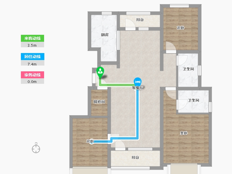 山东省-青岛市-远洋万和公馆-95.52-户型库-动静线