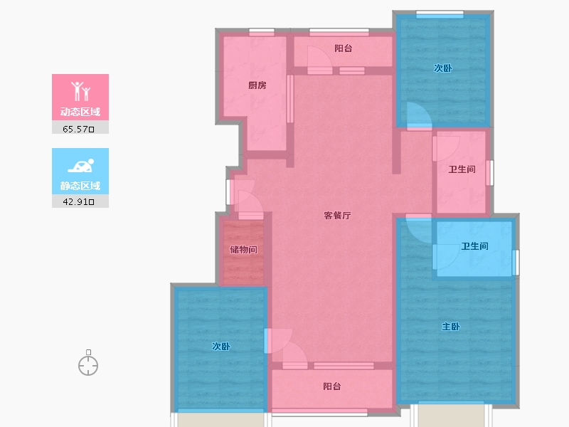 山东省-青岛市-远洋万和公馆-95.52-户型库-动静分区