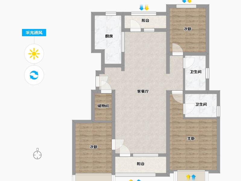 山东省-青岛市-远洋万和公馆-95.52-户型库-采光通风