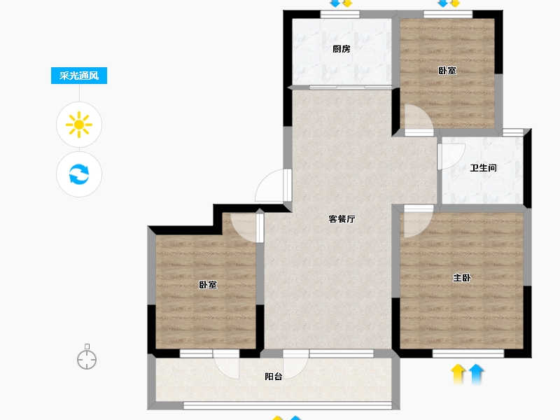 山东省-青岛市-澜山悦府-88.88-户型库-采光通风