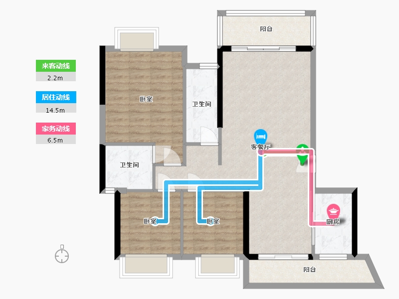 广东省-梅州市-艺展·熙园-95.55-户型库-动静线