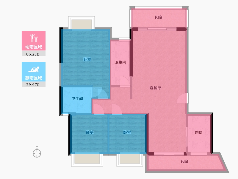 广东省-梅州市-艺展·熙园-95.55-户型库-动静分区