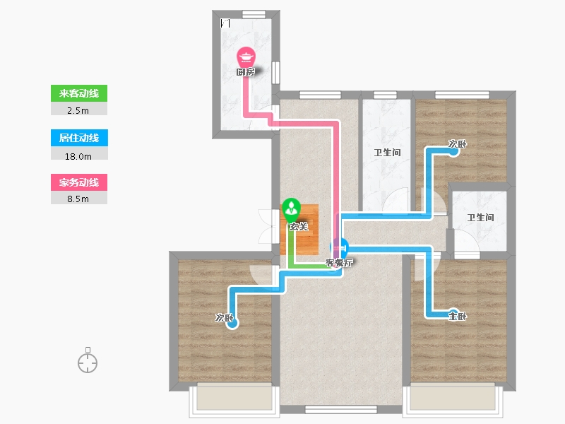 吉林省-长春市-米澜国际-76.58-户型库-动静线