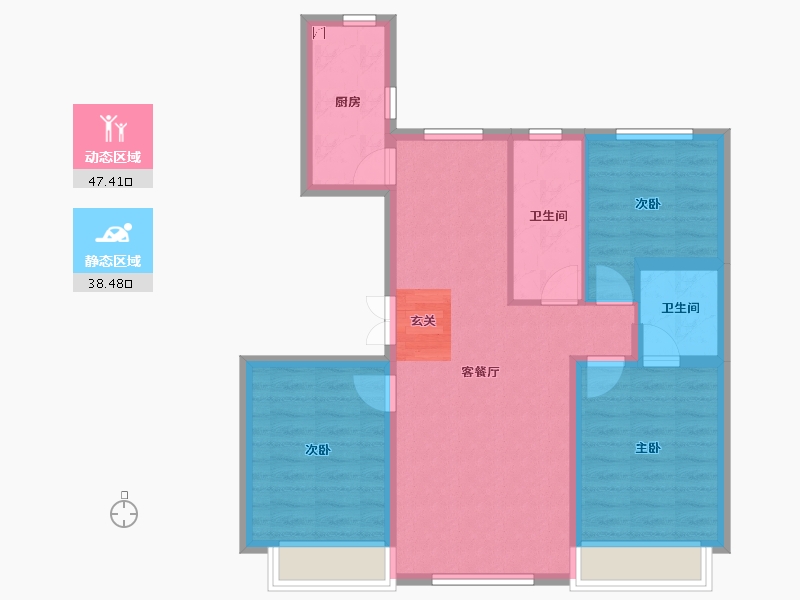 吉林省-长春市-米澜国际-76.58-户型库-动静分区