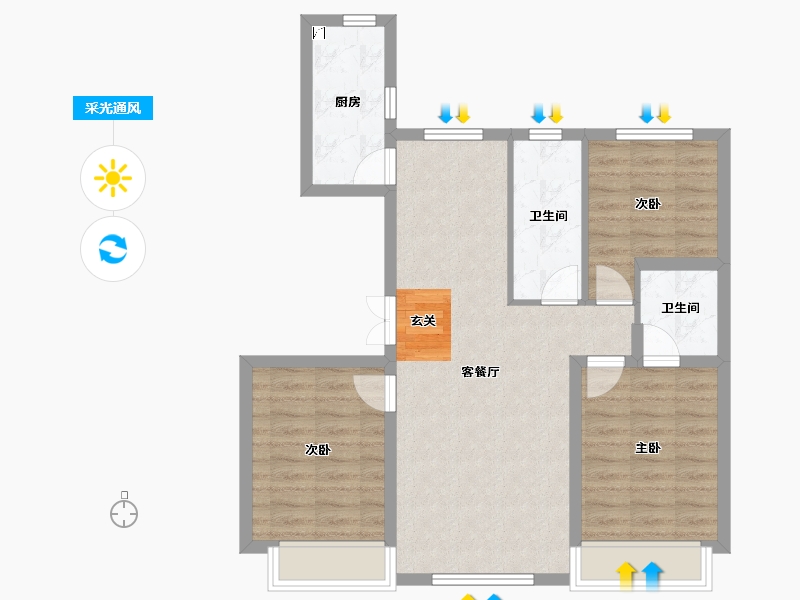 吉林省-长春市-米澜国际-76.58-户型库-采光通风