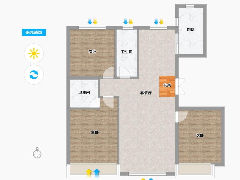 吉林省-长春市-米澜国际-90.84-户型库-采光通风