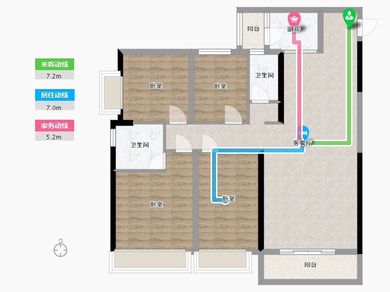 广东省-梅州市-御景蓝湾-104.98-户型库-动静线