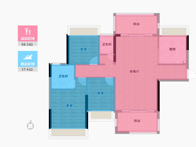 广东省-江门市-雅景臻悦-95.52-户型库-动静分区