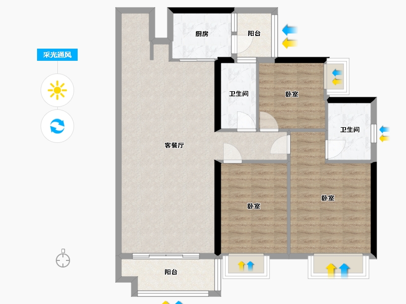 广东省-梅州市-艺展·熙园-94.83-户型库-采光通风