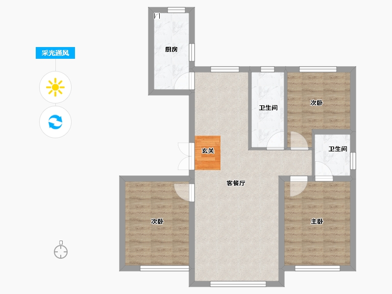 吉林省-长春市-米澜国际-76.78-户型库-采光通风