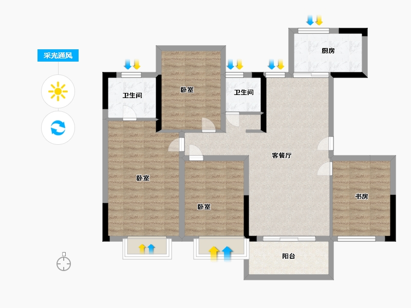 江苏省-镇江市-恒泰·蓝湾-100.37-户型库-采光通风