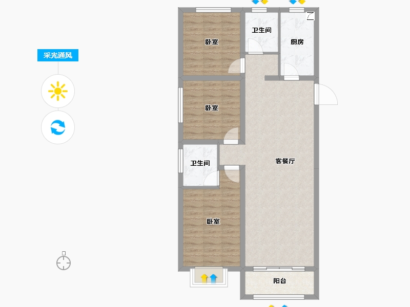 山东省-潍坊市-恒信·金玉豪府-93.55-户型库-采光通风