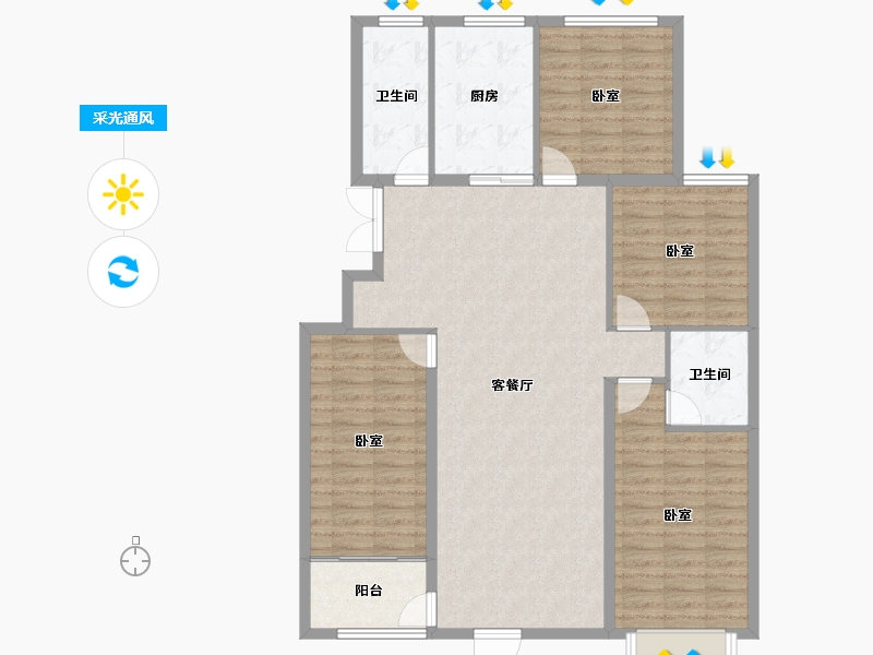 山东省-潍坊市-恒信君悦世家-122.99-户型库-采光通风