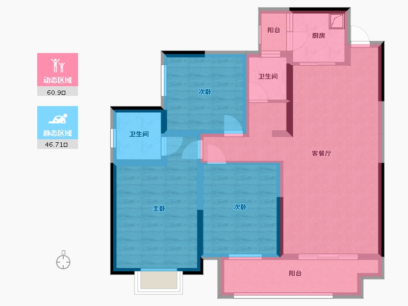 湖南省-长沙市-珠江东方明珠-94.88-户型库-动静分区