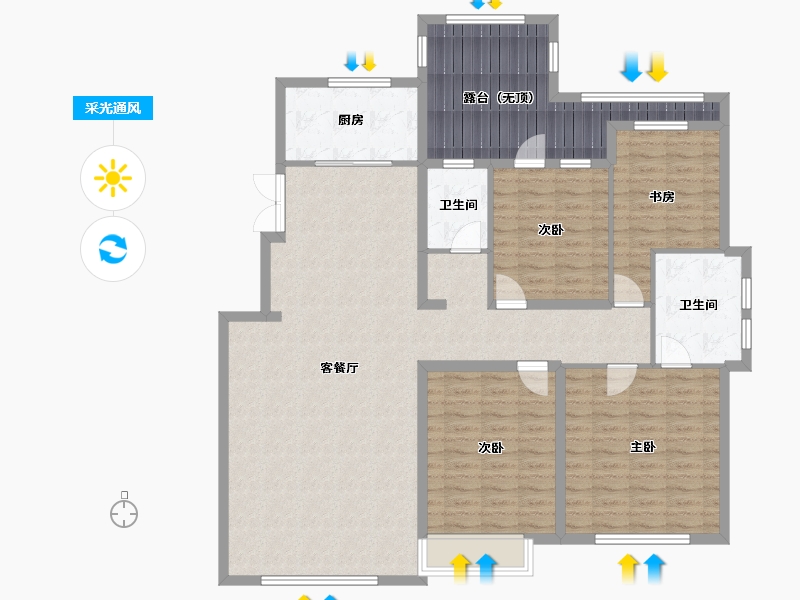 吉林省-长春市-高新君園-141.89-户型库-采光通风