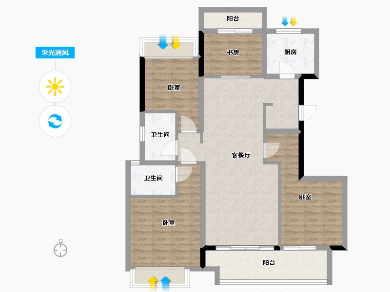 广东省-梅州市-保利江南和府-103.79-户型库-采光通风